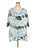XCVI Tie-dye Blue Short Sleeve Blouse Size 3X - photo 1