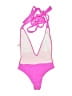 Shein Solid Pink One Piece Swimsuit Size M - photo 2