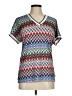 Vilagallo Chevron-herringbone Silver Short Sleeve Blouse Size M - photo 1