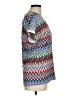 Vilagallo Chevron-herringbone Silver Short Sleeve Blouse Size M - photo 4