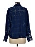 Jade 100% Rayon Stars Blue Long Sleeve Blouse Size M - photo 2