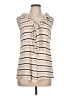 Left Coast by Dolan Stripes Ivory Sleeveless Button-Down Shirt Size L - photo 1