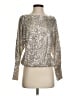 Trina Turk Metallic Silver Long Sleeve Blouse Size XS - photo 1