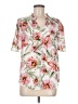T Tahari 100% Polyester Floral Pink Short Sleeve Blouse Size M - photo 1