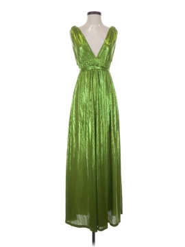 slim fit dress slacks Gold Ruched Metallic Maxi Dress main image 1