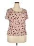 J.Jill 100% Polyester Floral Polka Dots Pink Short Sleeve Top Size 2X - photo 1