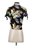Forever 21 Tropical Black Short Sleeve Blouse Size S - photo 2