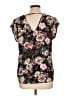 Halogen 100% Polyester Floral Black Short Sleeve Blouse Size L (petite) - photo 2