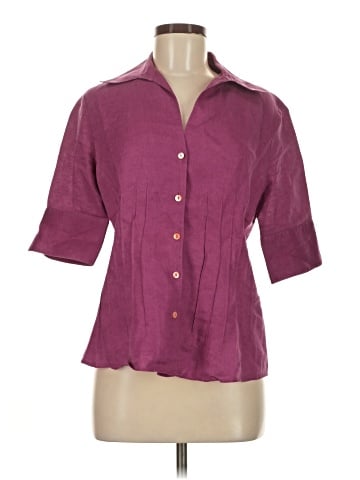 Lafayette 148 New York 3/4 Sleeve Button-Down Shirt (view 1)
