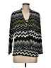 Anne Klein Chevron-herringbone Green Long Sleeve Blouse Size M - photo 1
