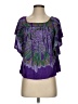 Language Purple Short Sleeve Blouse Size S - photo 1