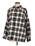 Shein Plaid Brown Long Sleeve Button-Down Shirt Size L - photo 1