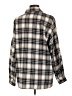 Shein Plaid Brown Long Sleeve Button-Down Shirt Size L - photo 2