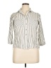 Sim & Sam 100% Rayon Stripes Silver 3/4 Sleeve Button-Down Shirt Size XL - photo 1