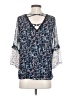 Hazel 100% Polyester Blue 3/4 Sleeve Blouse Size S - photo 2