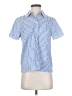 Talbots 100% Cotton Stripes Blue Short Sleeve Button-Down Shirt Size XS - photo 1