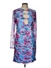 Bebe Print Blue Cocktail Dress Size L (estimated) - photo 1