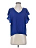 Aqua 100% Polyester Blue Short Sleeve Top Size XS - photo 1