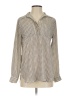 Ann Taylor LOFT 100% Polyester Houndstooth Ivory Long Sleeve Blouse Size S - photo 1