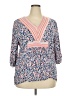 Assorted Brands 100% Rayon Blue 3/4 Sleeve Blouse Size 2X - photo 1