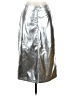 Scoop 100% Polyester Metallic Silver Faux Leather Skirt Size 4 - photo 1