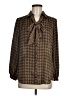 Bellatrix 100% Polyester Houndstooth Brown Long Sleeve Blouse Size M - photo 1