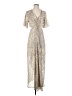 Main Strip 100% Polyester Metallic Silver Casual Dress Size S - photo 1