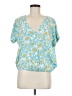 Assorted Brands Floral Blue Short Sleeve Blouse Size O/S - photo 1
