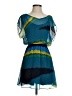 Express 100% Polyester Graphic Teal Cocktail Dress Size XS - photo 1
