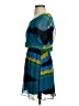 Express 100% Polyester Graphic Teal Cocktail Dress Size XS - photo 5