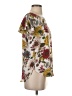 Ann Taylor LOFT 100% Polyester Floral Ivory Short Sleeve Blouse Size XS - photo 4
