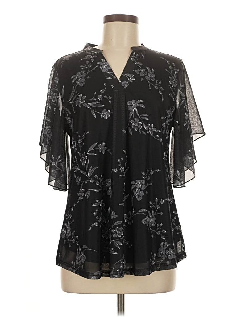 Pre-owned Timeson Short Sleeve Blouse In Black