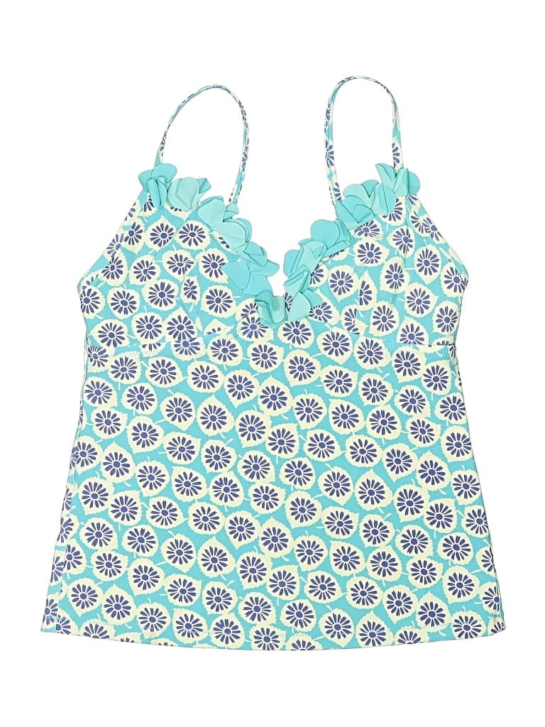 Pre-owned Boden Swimsuit Top Blue Hearts Pattern Swimwear