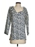 Devon Baer 100% Silk Blue Ivory 3/4 Sleeve Silk Top Size S - photo 1
