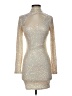 Privy 100% Polyester Metallic Silver Tan Cocktail Dress Size S - photo 1