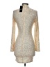 Privy 100% Polyester Metallic Silver Tan Cocktail Dress Size S - photo 2