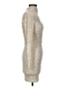 Privy 100% Polyester Metallic Silver Tan Cocktail Dress Size S - photo 4