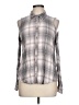 Maurices 100% Rayon Plaid Gray Sleeveless Button-Down Shirt Size L - photo 1