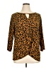 Assorted Brands Animal Print Brown 3/4 Sleeve Blouse Size XL - photo 1