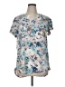 Amaryllis 100% Polyester Floral Blue Short Sleeve T-Shirt Size XL - photo 1