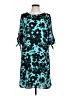 Worthington 100% Polyester Print Teal Casual Dress Size L - photo 1