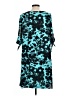 Worthington 100% Polyester Print Teal Casual Dress Size L - photo 2
