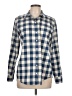 Vineyard Vines Performance 100% Polyester Checkered-gingham Blue Long Sleeve Blouse Size 10 - photo 1