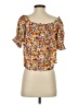 Amour Vert 100% Viscose Yellow Short Sleeve Blouse Size XS - photo 2