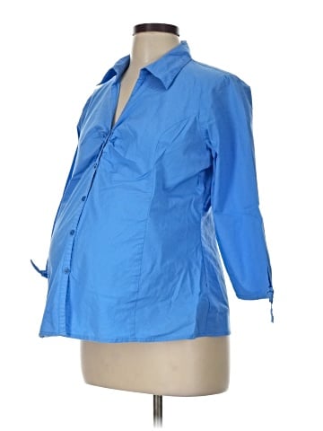 Oh Baby By Motherhood 3/4 Sleeve Button-Down Shirt (view 1)
