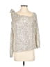 CeCe 100% Nylon Metallic Silver 3/4 Sleeve Blouse Size S - photo 1