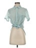 Theory 100% Cotton Teal Short Sleeve Blouse Size S - photo 1