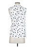 Ann Taylor LOFT 100% Rayon Polka Dots White Sleeveless Button-Down Shirt Size S - photo 2
