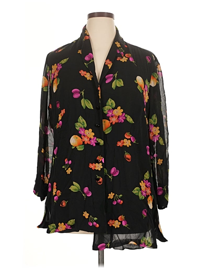 Pre-owned Dana Buchman 3/4 Sleeve Blouse In Black