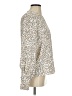 Express 100% Polyester Animal Print Ivory Long Sleeve Blouse Size S - photo 4